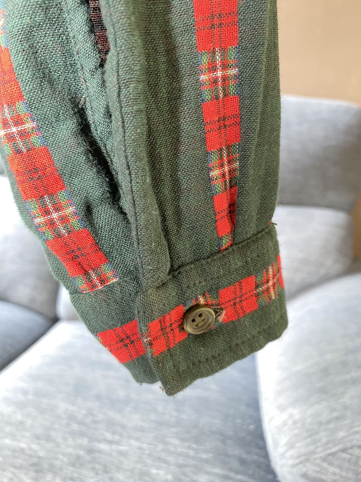 Designer × Vintage NARA CAMICE Green Long-Sleeve Shirt with Red Stripes Size M / US 6-8 / IT 42-44 - 16 Thumbnail