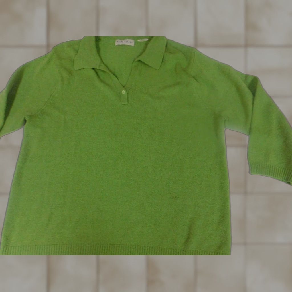 Vintage White Stag Sweater Pullover Dolman Sleeve XL Women Green Stretch Mock Neck Cable-Knit Button Logo Lightweight Classic Vintage: No Size XL / US 12-14 / IT 48-50 - 1 Thumbnail