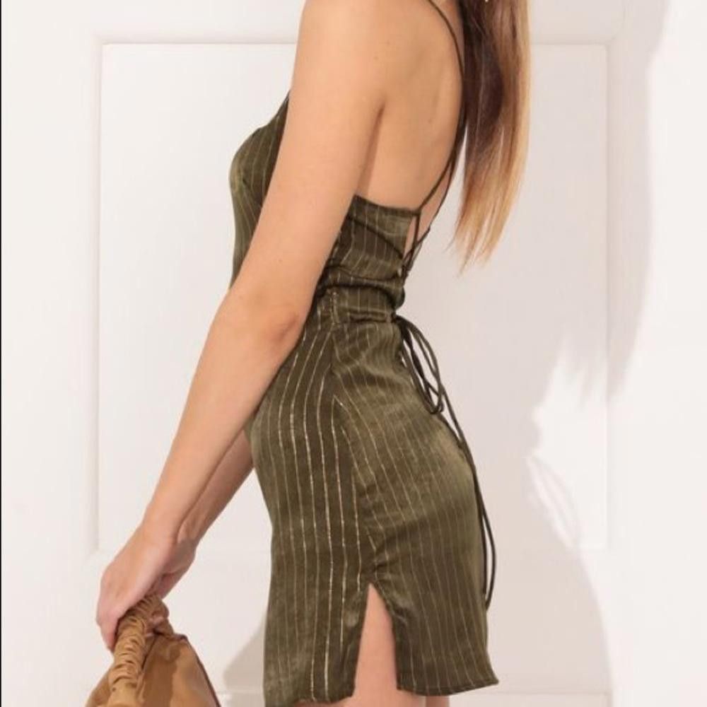 Lucy In The Sky Green Gold Bodycon Mae Slip Mini Dress