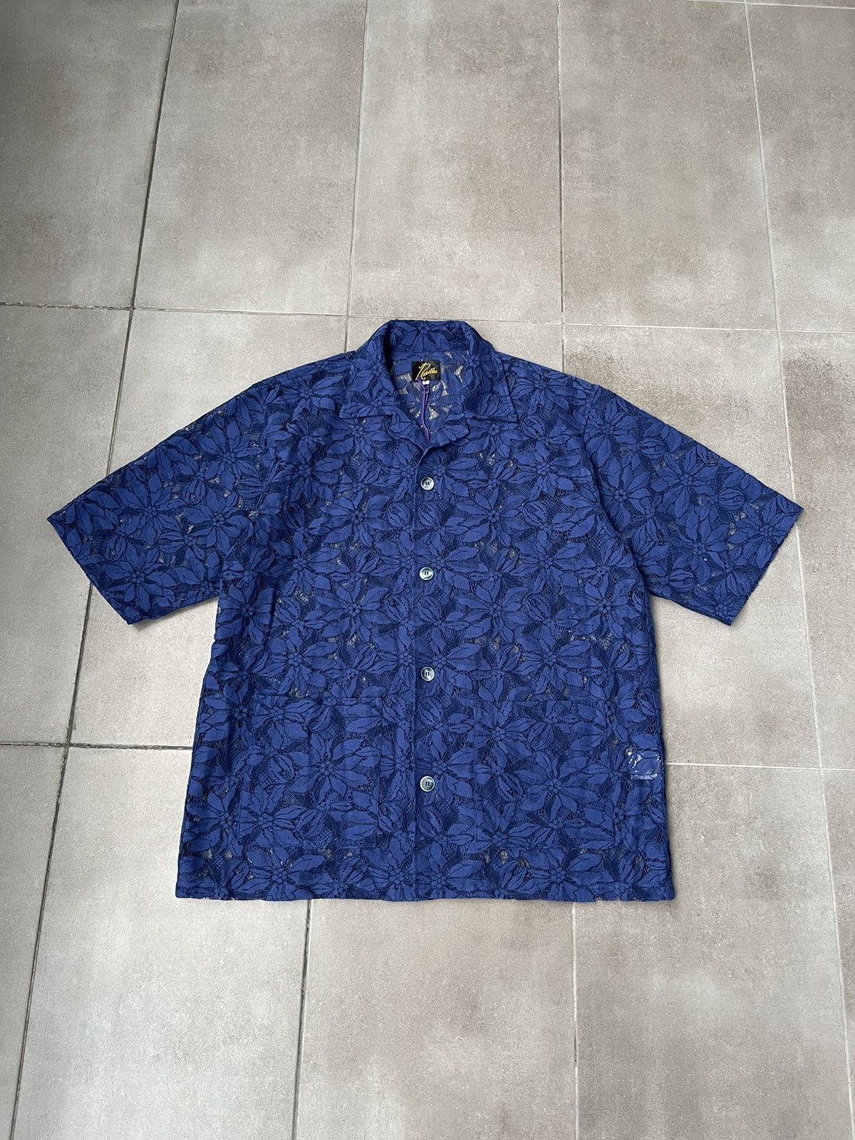 Needles !DS! SS23 Needles Cabana Lace Navy Short Sleeve Shirt Size US L / EU 52-54 / 3 - 2 Thumbnail