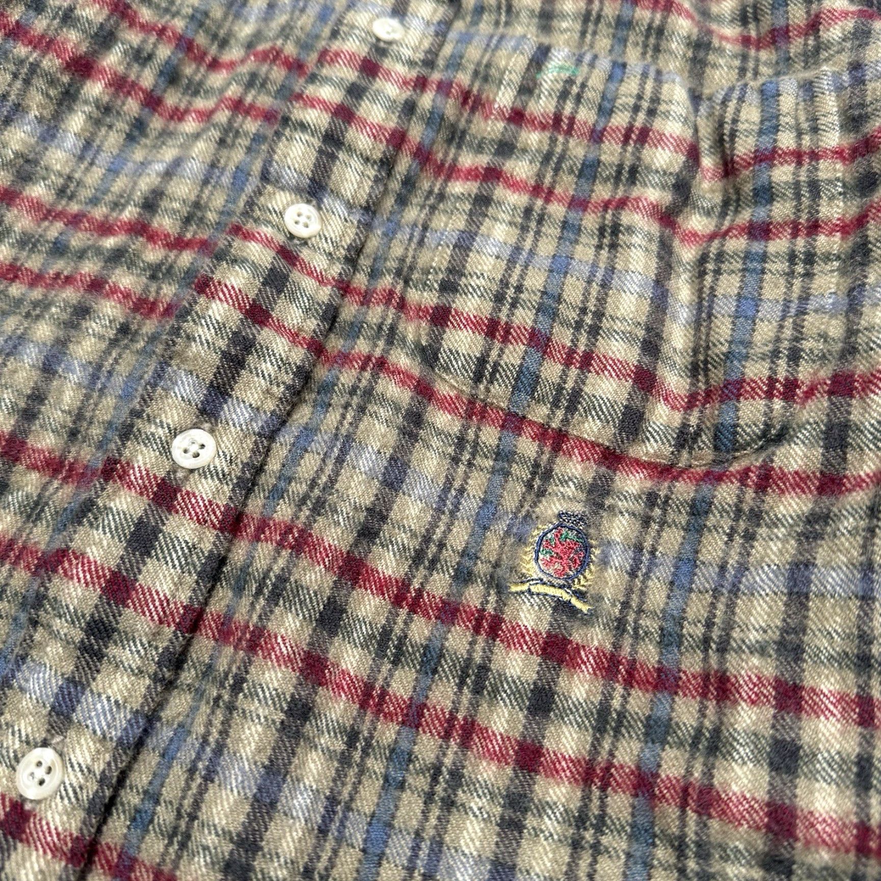 Tommy Hilfiger VINTAGE Tommy Hilfiger Men’s Medium Brown Plaid Wool Flannel Button-Up Shirt 90s Mens M Brown Classic Wool Flannel Shirt Size US M / EU 48-50 / 2 - 4 Thumbnail