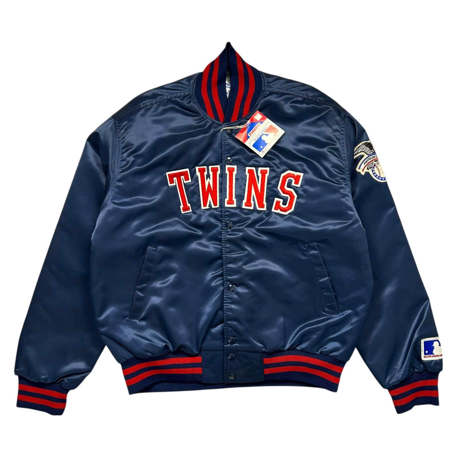 MLB × Vintage DEADSTOCK 90s MINNESOTA TWINS PYRAMID SATIN BOMBER JACKET Size US L / EU 52-54 / 3 - 1 Thumbnail