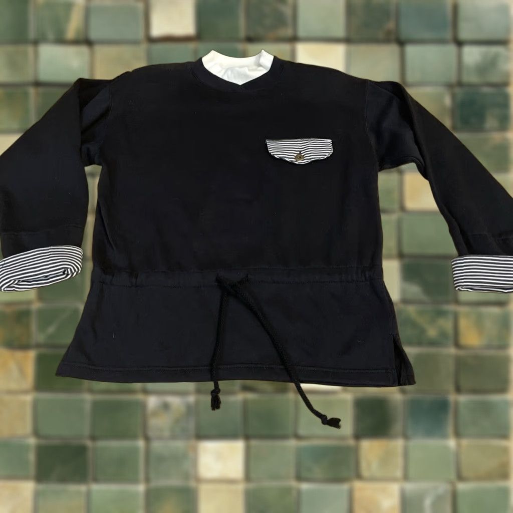 Vintage VINTAGE Chic Navy Sweatshirt Nautical Tie Waist Pocket Turtleneck Sweater USA S Mens Size S / US 4 / IT 40 - 1 Thumbnail