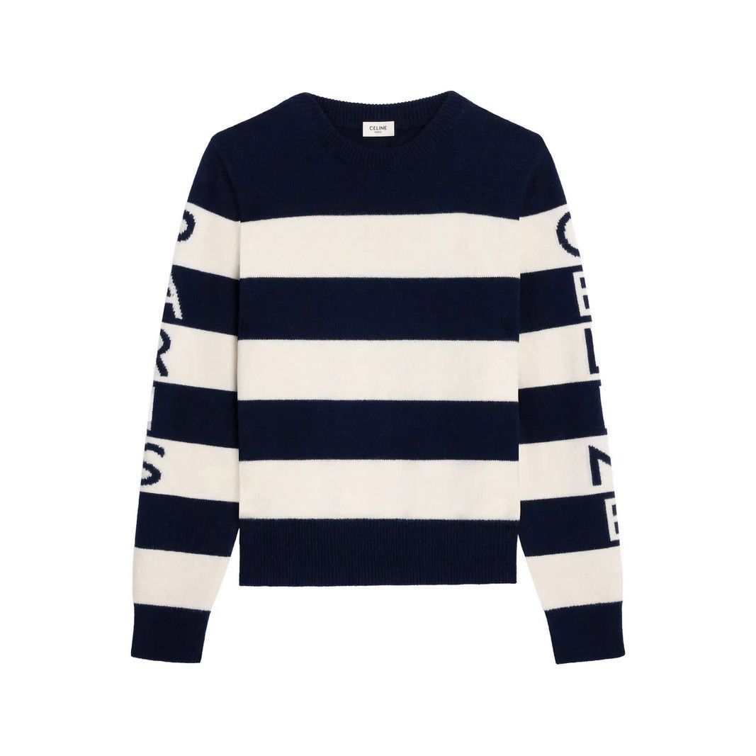 Celine CELINE $1500 ECRU/NAVY Cashmere Wool Sweater New & Authentic Size M / US 6-8 / IT 42-44 - 1 Thumbnail