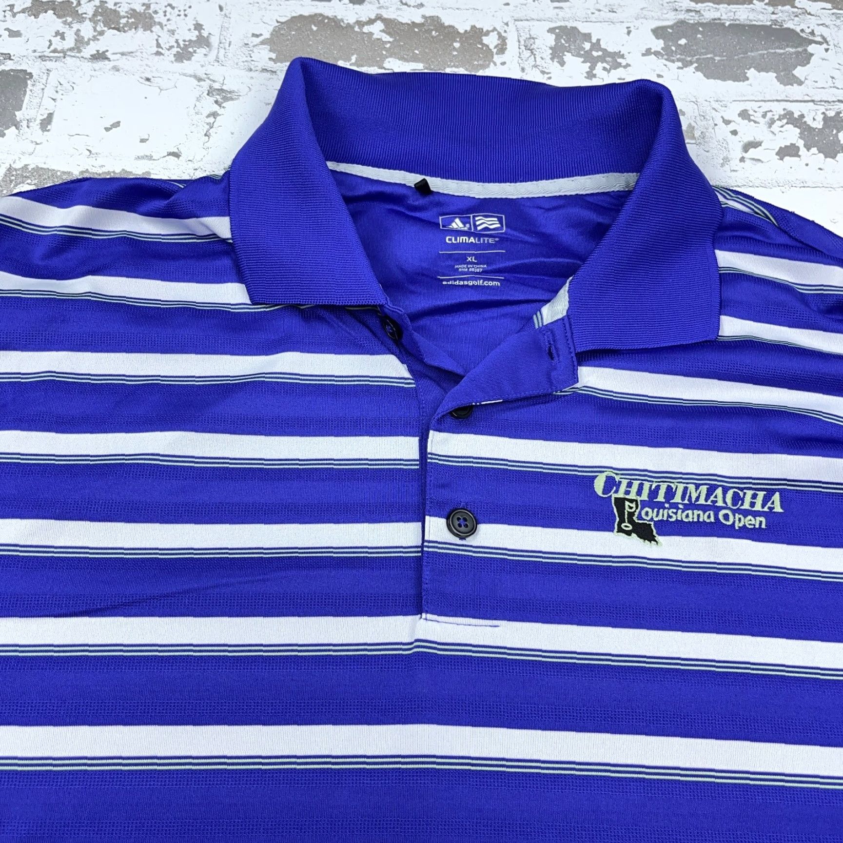 Adidas Adidas Golf Polo Shirt Men XL Purple Striped Performance Chitimacha Clima Lite Size US XL / EU 56 / 4 - 3 Thumbnail