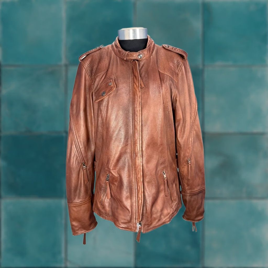 Harley Davidson VINTAGE Harley-Davidson Women's Uproot Genuine Sheepskin Leather Jacket Size XL Biker Size XL / US 12-14 / IT 48-50 - 1 Thumbnail