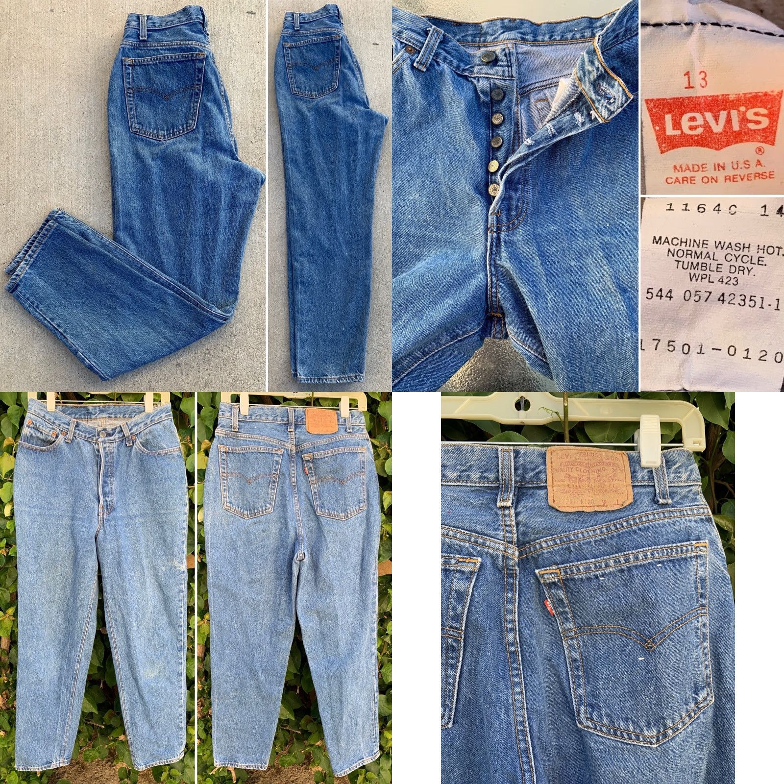 Levi's VINTAGE Levi's 501 Jeans Juniors For Her Size 13 29.5 in Waist 29 in Inseam Blue 5-Pocket Denim 100% Cotton Button Jeans Womens Boys Girls Size 34" / US 12 / IT 48 - 8 Thumbnail