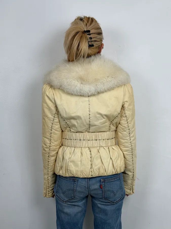 Roberto Cavalli Roberto Cavalli Cream Fur Collar Leather Jacket Size S / US 4 / IT 40 - 3 Thumbnail