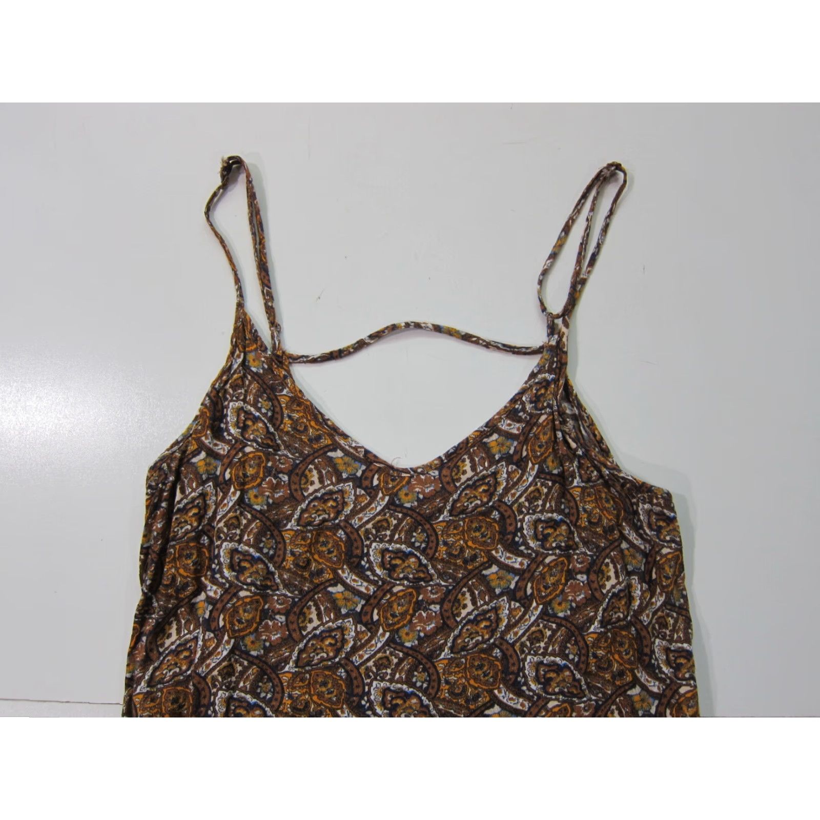 American Eagle Outfitters VINTAGE American Eagle Outfitters Dress Pocket Floral Paisley 100% Rayon Brown Yellow M Women Sleeveless Pockets Size M / US 6-8 / IT 42-44 - 6 Thumbnail