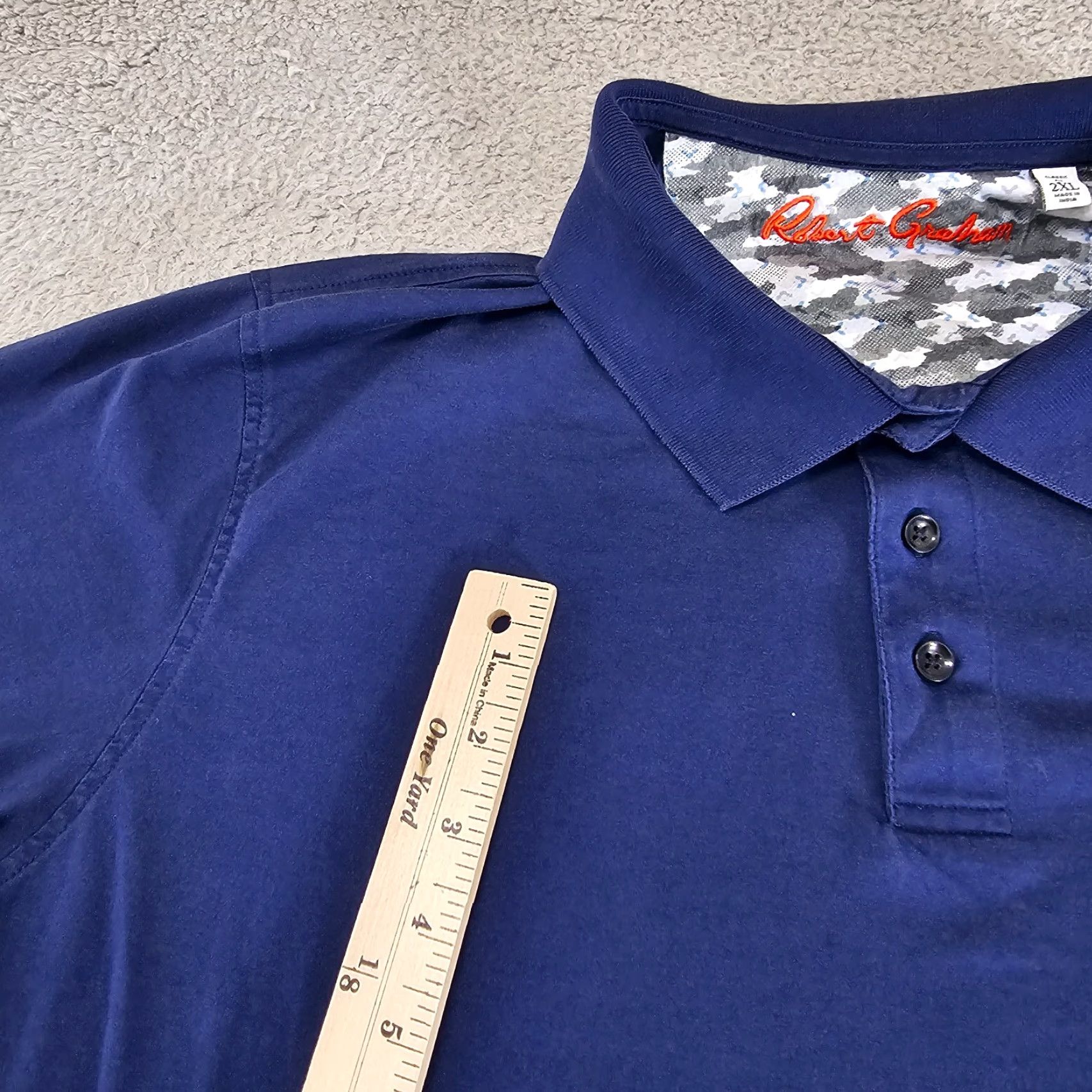 Robert Graham Robert Graham Polo Shirt Mens 2XL XXL Blue Skull Rose Knit Comfort Stretch Shirt Size US XXL / EU 58 / 5 - 6 Thumbnail