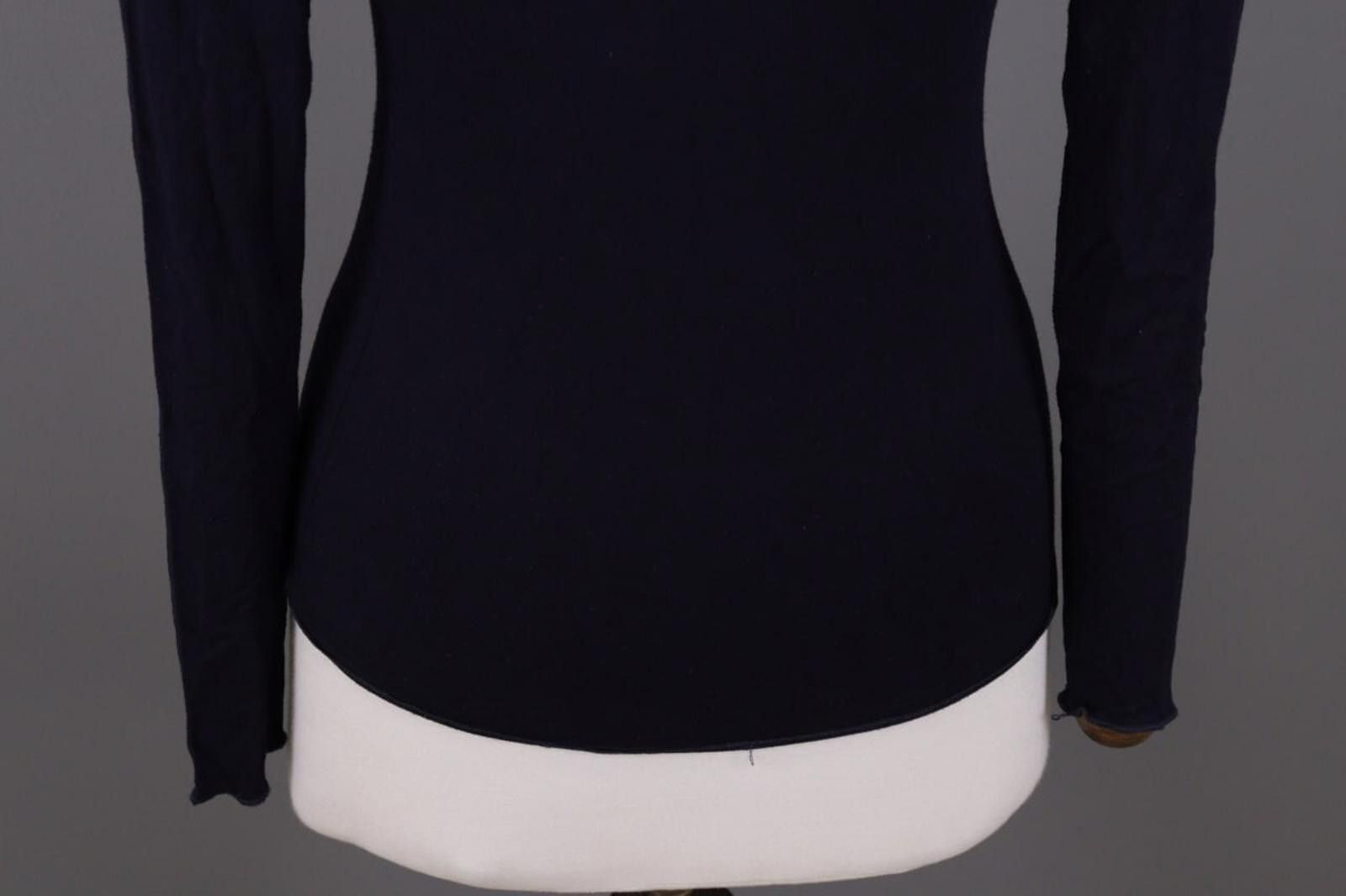Designer Sarah Pacini Black High Neck Stretch Top Shirt Size 1 Size M / US 6-8 / IT 42-44 - 9 Thumbnail