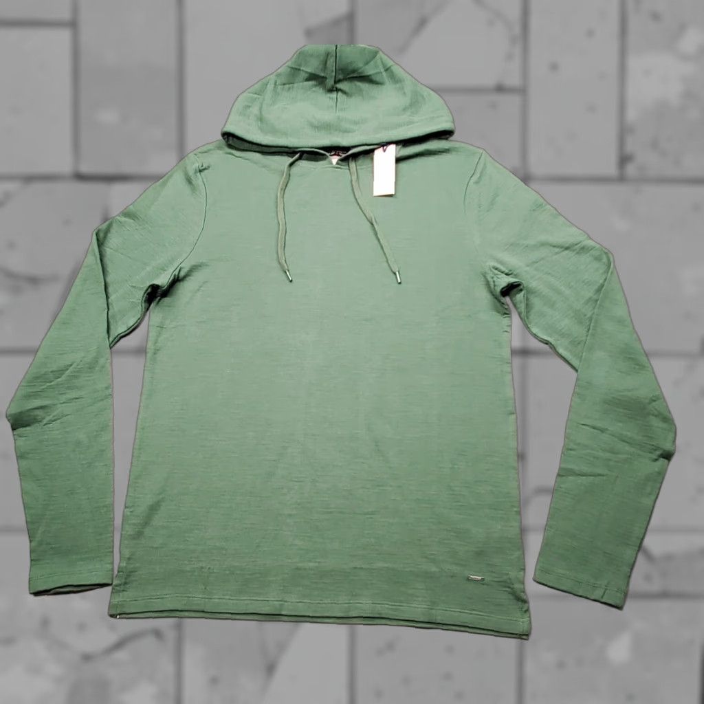 Buffalo David Bitton Buffalo David Bitton Hoodie Koyo Green Trekking Men's M Green Solid Knit Logo Full Zip Hooded Long Sleeve All Seasons Regular Mens Size US M / EU 48-50 / 2 - 1 Thumbnail