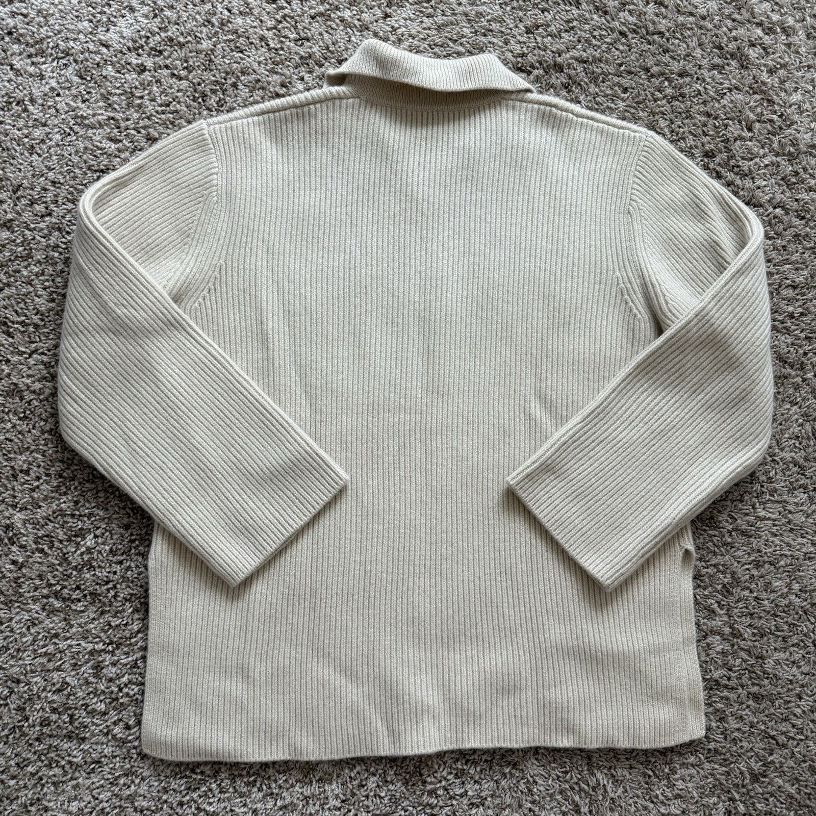 Toteme $800 Toteme Ribbed Polo Knit Sweater Heavyweight Cream White Size S / US 4 / IT 40 - 6 Thumbnail