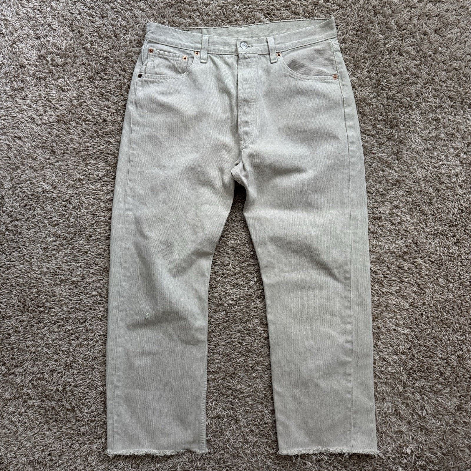 Levi's × Vintage Vintage Levi’s USA 501 Beige Tan Denim Jeans Pants CROPPED Size US 31 - 1 Thumbnail