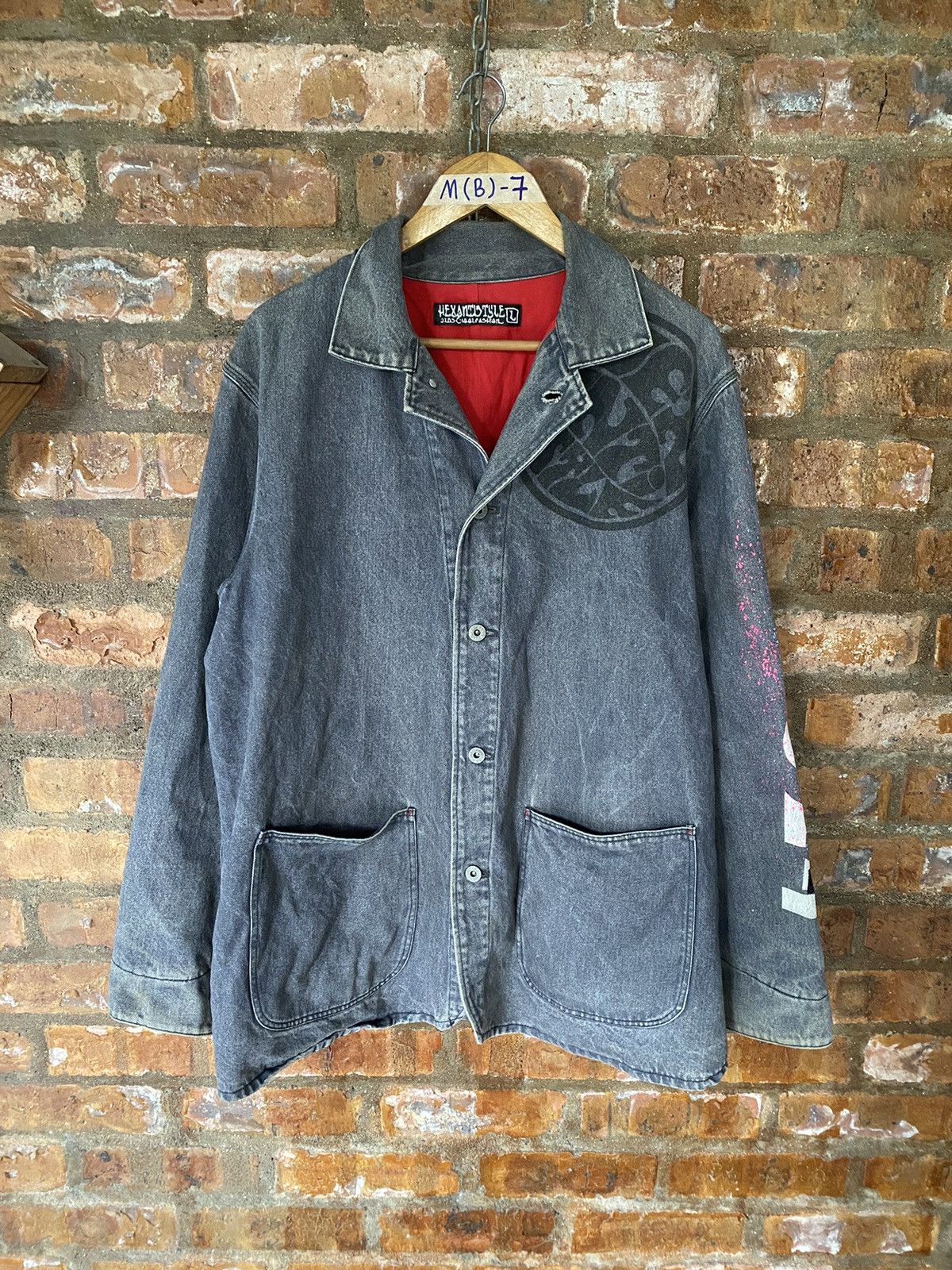 Hex Antistyle 1990s Satanic Boy face Denim Workwear Jacket Size US XL / EU 56 / 4 - 5 Thumbnail