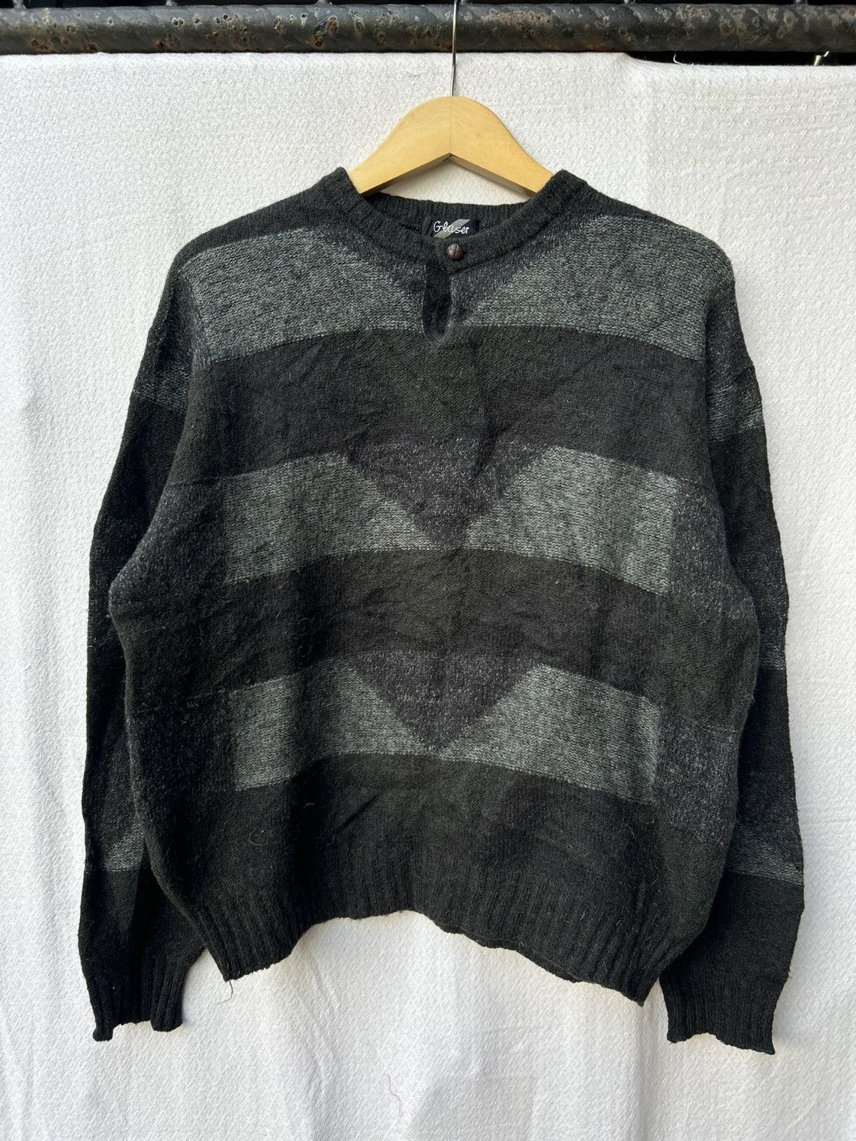 If Six Was Nine × Japanese Brand × Le Grande Bleu (L.G.B.) Glaser Japanese Mohair Grunge Striped Knit Style Size US L / EU 52-54 / 3 - 1 Thumbnail
