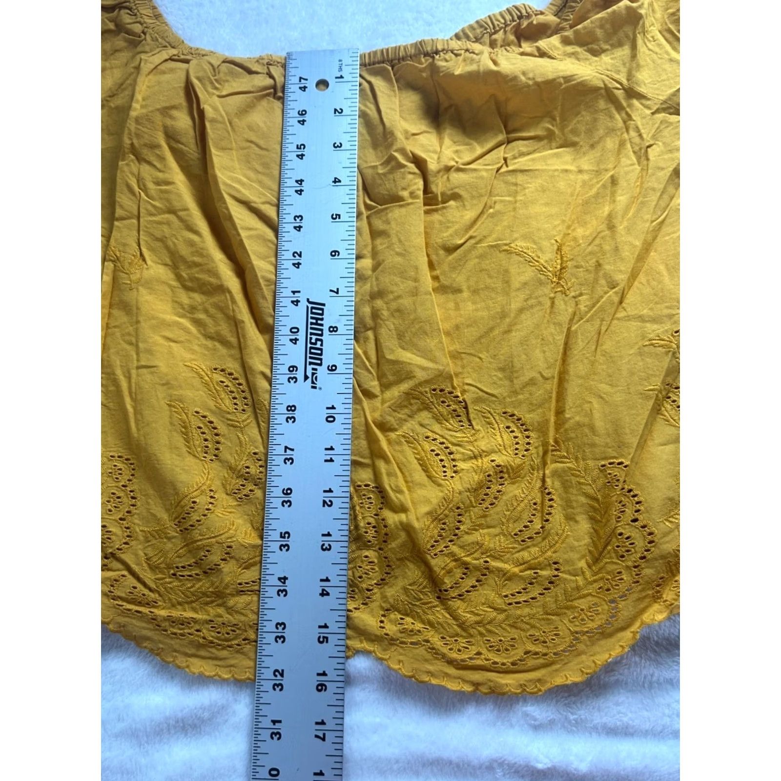Mango Mango Blouse Eyelet Off-Shoulder Cotton Mustard Yellow 3/4 Sleeve Casual New Womens Medium XS? Size M / US 6-8 / IT 42-44 - 8 Thumbnail