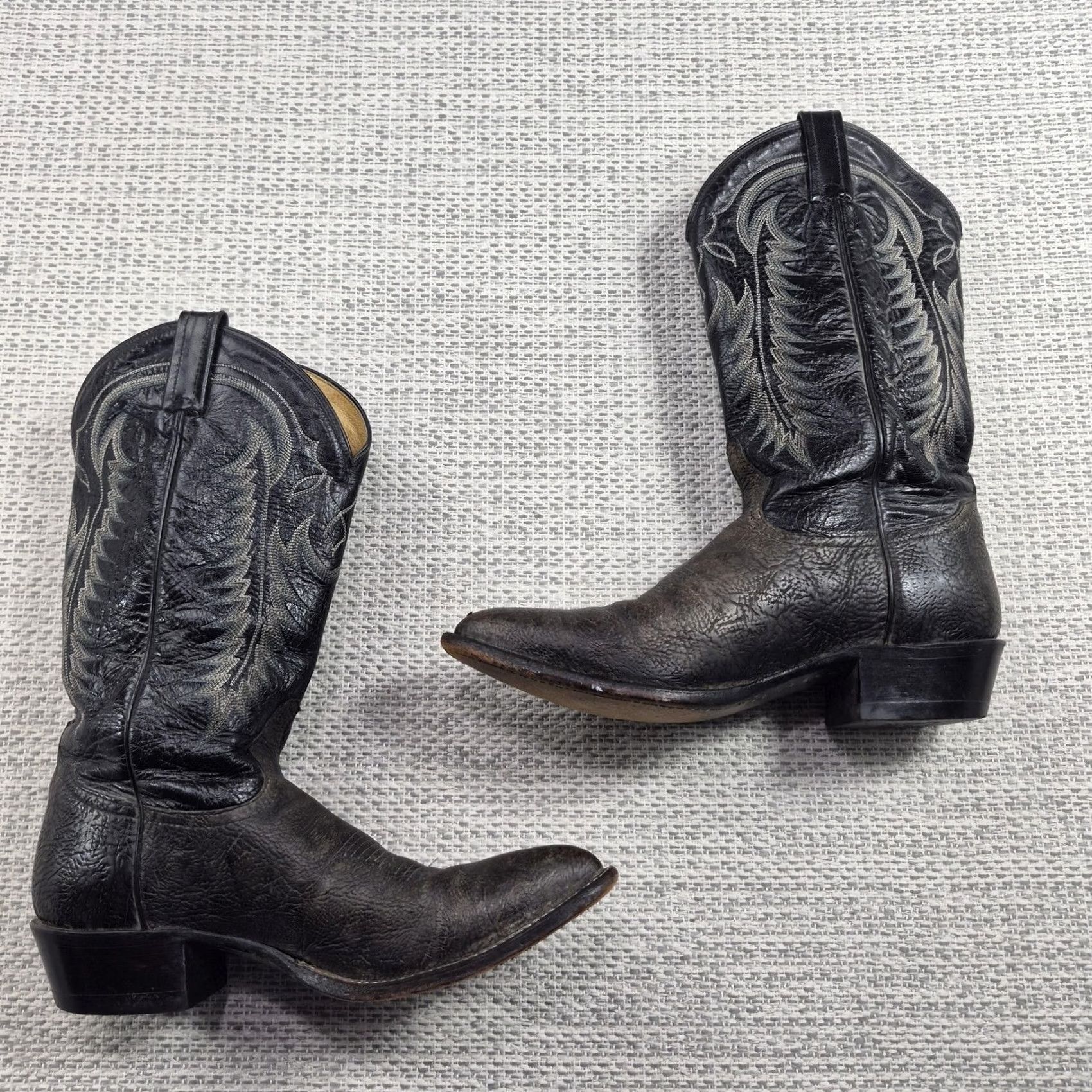 Tony Lama Tony Lama 6252 Boots Mens 10.5 D Black Leather Western Pointed Toe Made USA Size US 11 / EU 44 - 2 Thumbnail