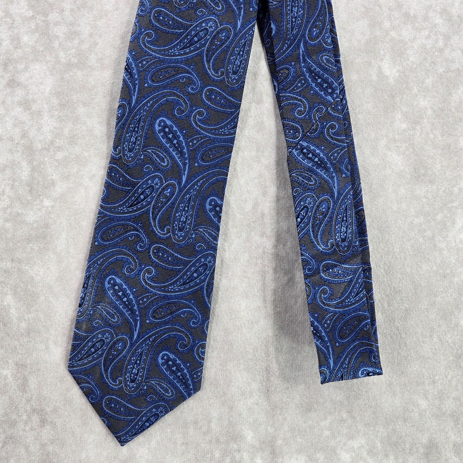 Other Pronto Como Blue Paisley Floral 100% Silk Men's Neck Tie Size 30 - 2 Thumbnail