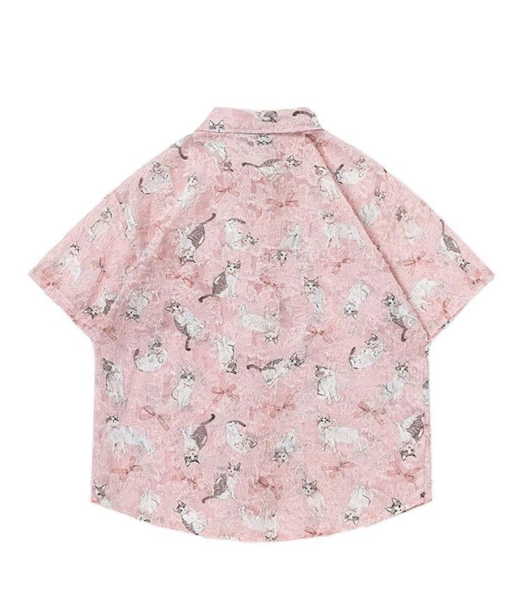 Other Graffiti Kitty Button Up Short Sleeve Shirt Size US M / EU 48-50 / 2 - 9 Thumbnail