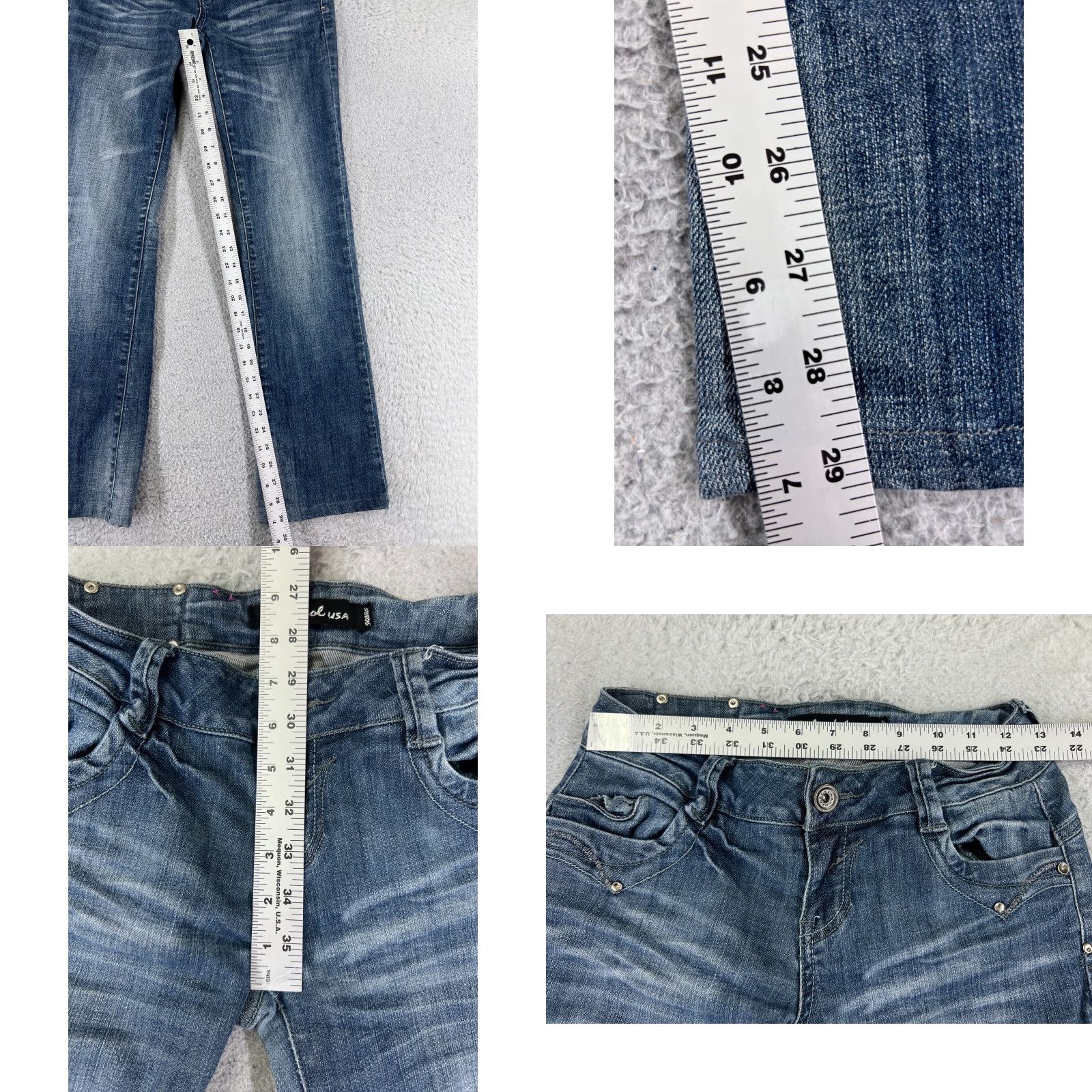 Denime LA Idol Jeans Women Blue Denim Bootcut 24x29 Cotton Embroidered Low Rise 3-Pocket Stretch Regular 5-Pocket Size 26" / US 2 / IT 38 - 8 Thumbnail