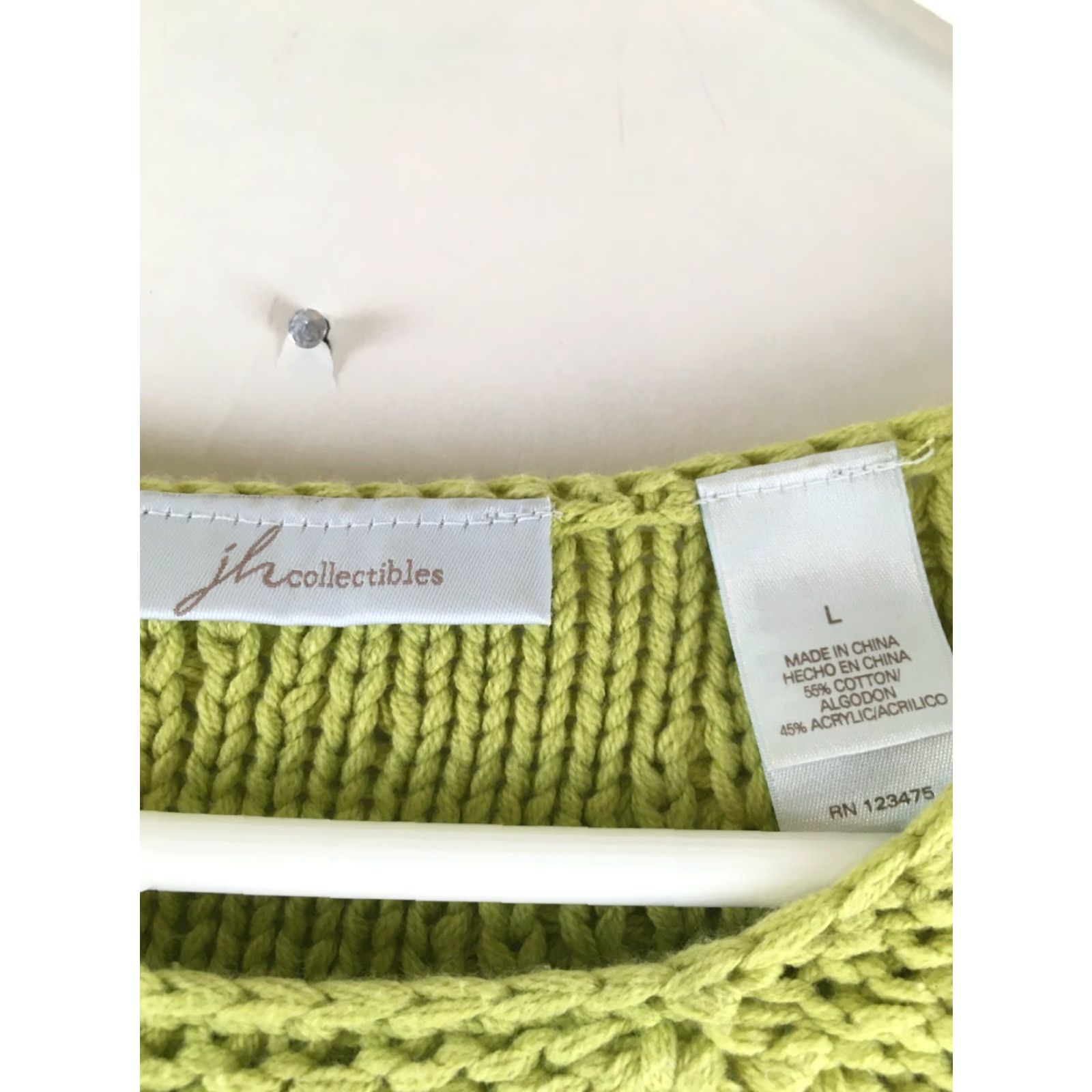 Vintage JH Collectible Cable Knit Sweater Women's Size Large Light Green Long Sleeve Top Shirt Woman L Light Green Cable Knit Sweater Size L / US 10 / IT 46 - 5 Thumbnail