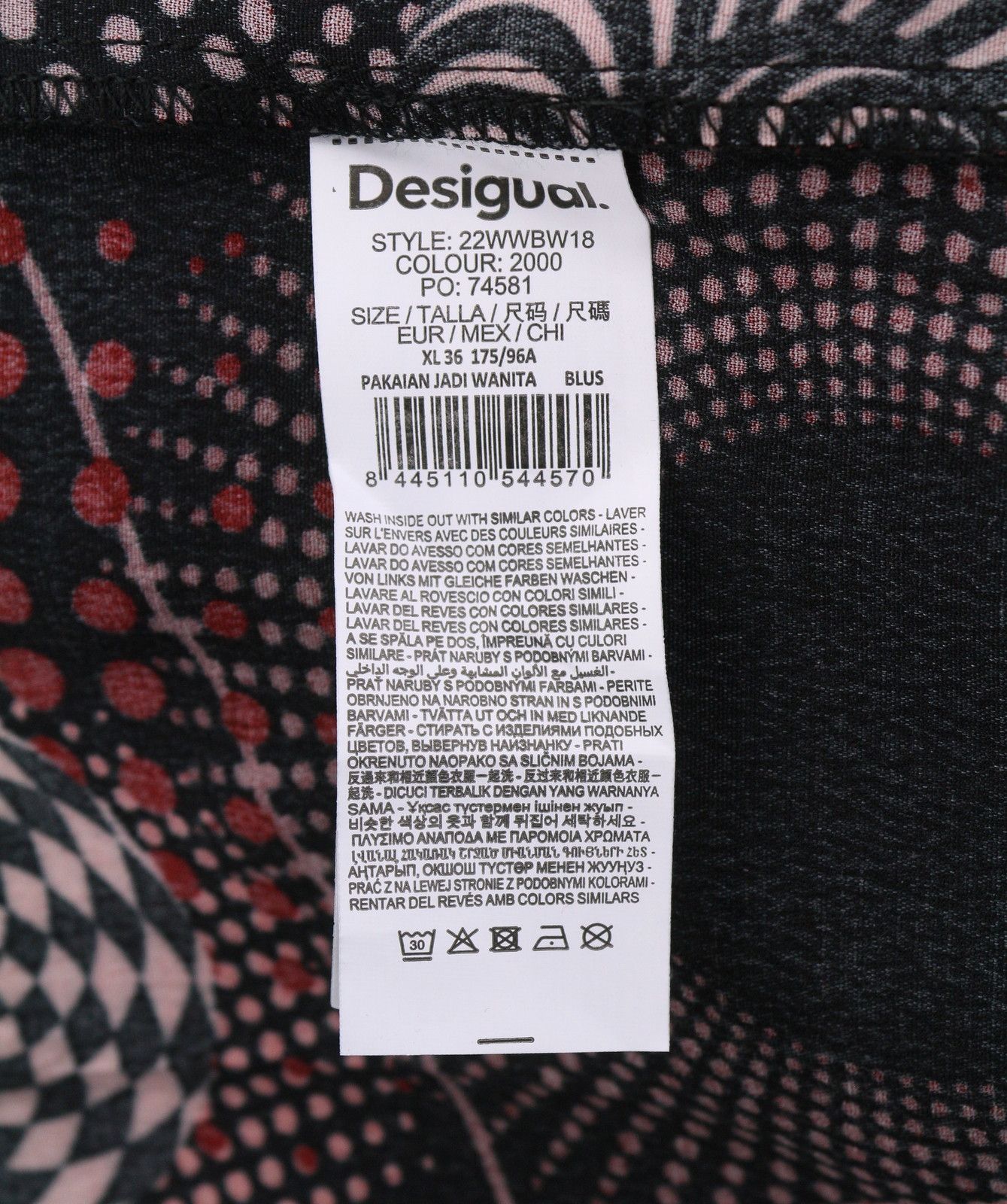 Desigual BLUS LUNA REP XL Dark Patterned Blouse 89007 Size XL / US 12-14 / IT 48-50 - 8 Thumbnail