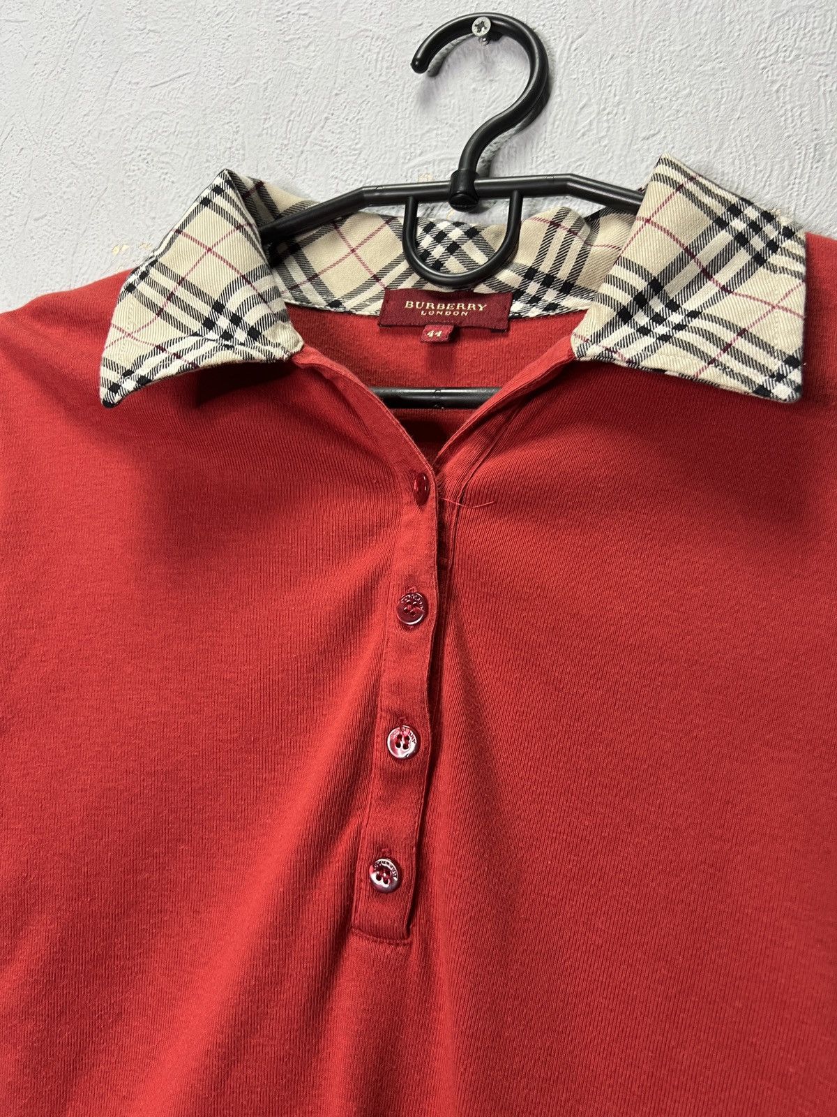 Burberry Burberry London Red Long Sleeve Polo Shirt Size M / US 6-8 / IT 42-44 - 5 Thumbnail