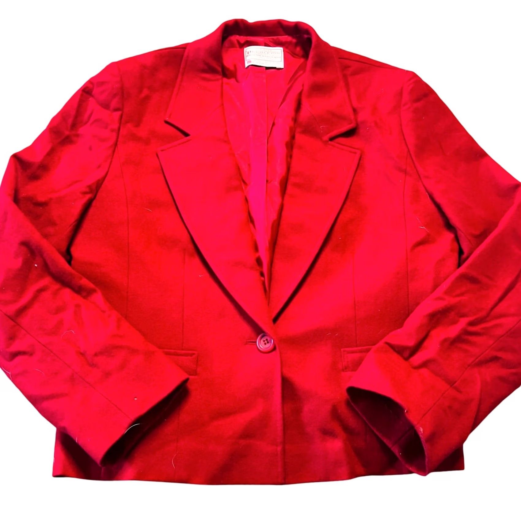 Pendleton VINTAGE Pendleton Red Cropped Blazer Womens Petite L Blouse Jacket - 90s Retro Womens Boys/Girls Size L / US 10 / IT 46 - 2 Thumbnail