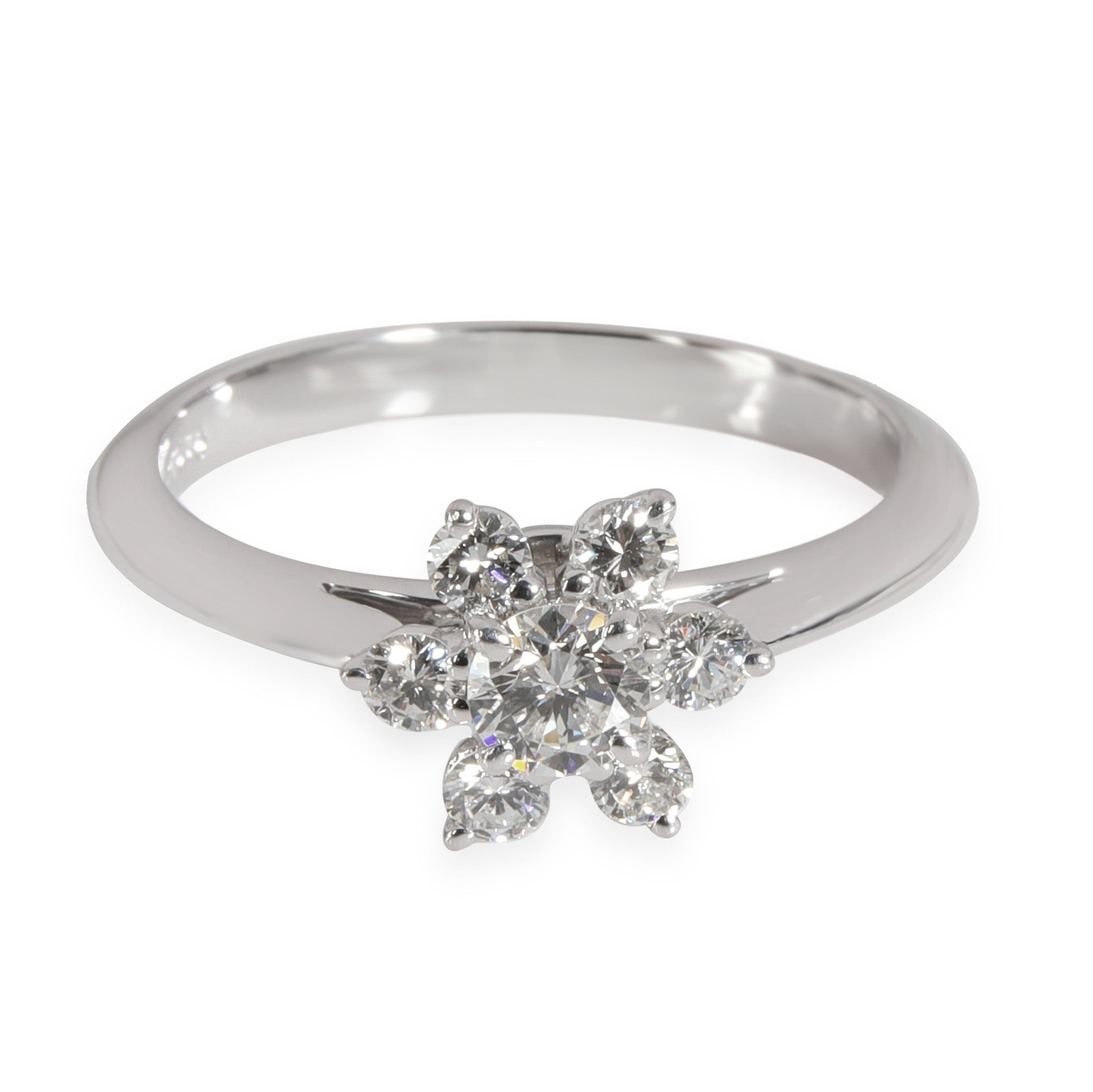 image of Tiffany Co Tiffany & Co. Diamond Cluster Flower Ring In Platinum 0.50 Ct in Silver, Women's