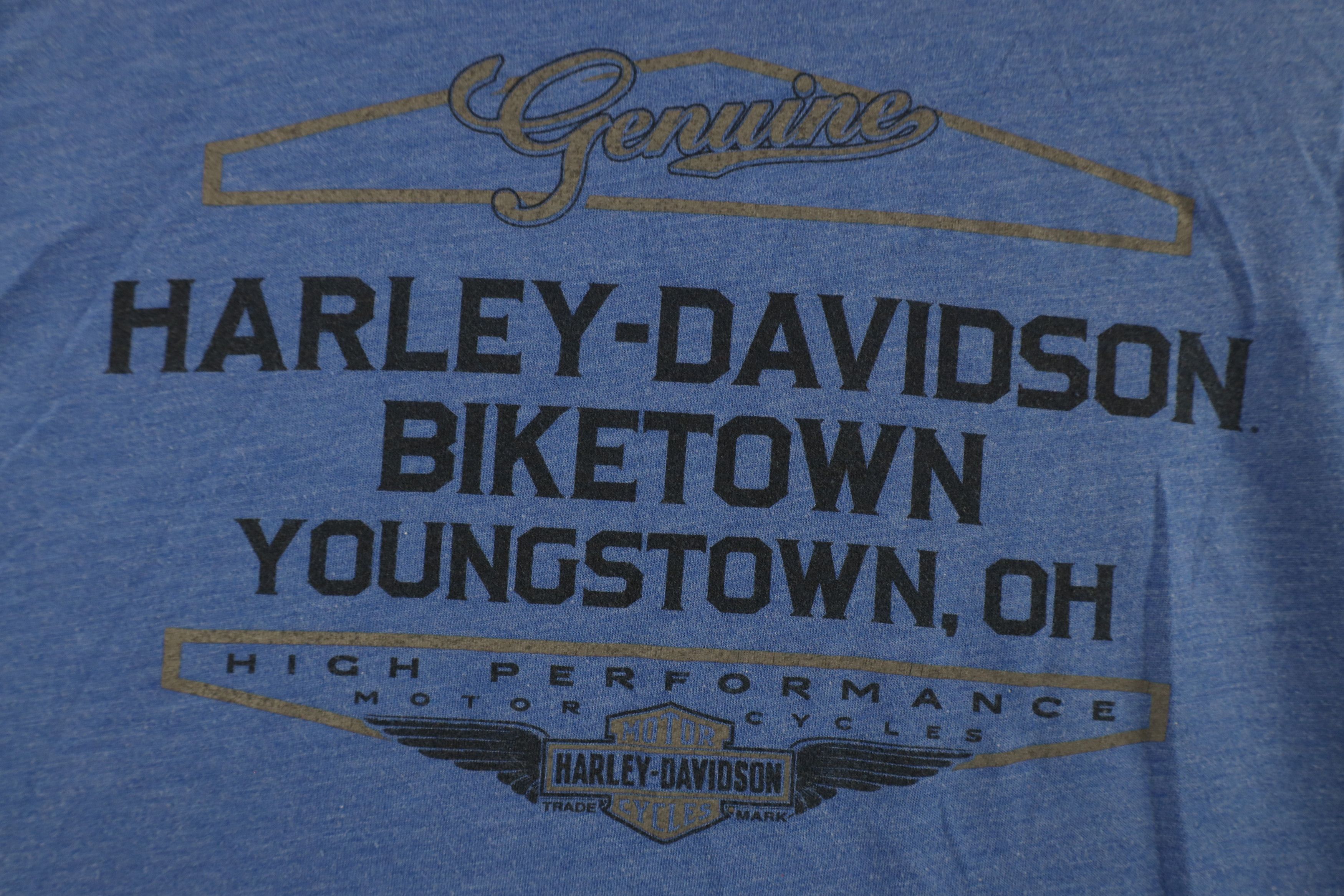 Harley Davidson × Vintage Y2K Harley Davidson Spell Out Big Logo T-Shirt Heather Blue Size US XXL / EU 58 / 5 - 9 Thumbnail