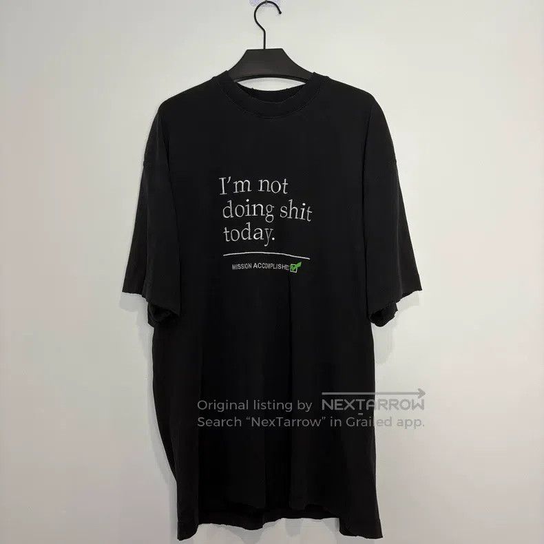 Vetements WTAPS Lazy Slogan Washed Black Short Sleeve T-Sh