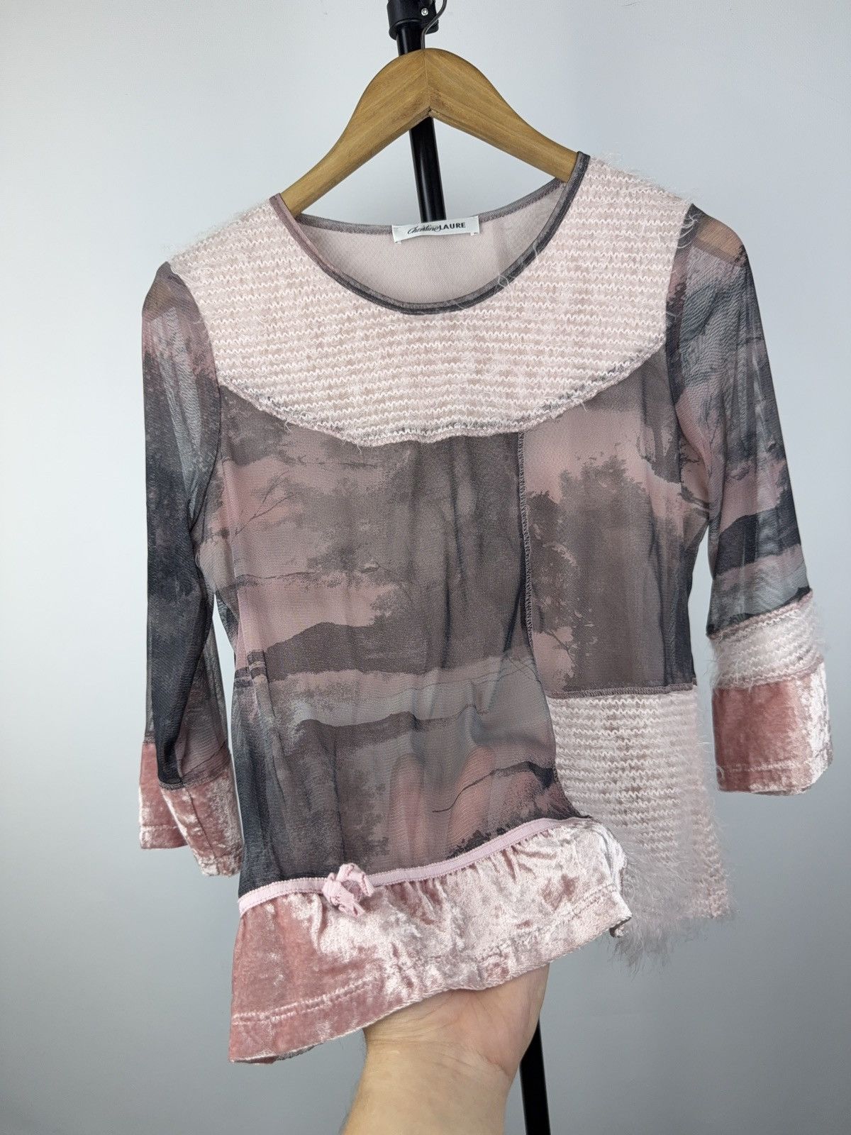 Designer STYLE ❗️Avant Garde Retro Punk Rock Emo Mesh Top Blouses Size M / US 6-8 / IT 42-44 - 5 Thumbnail