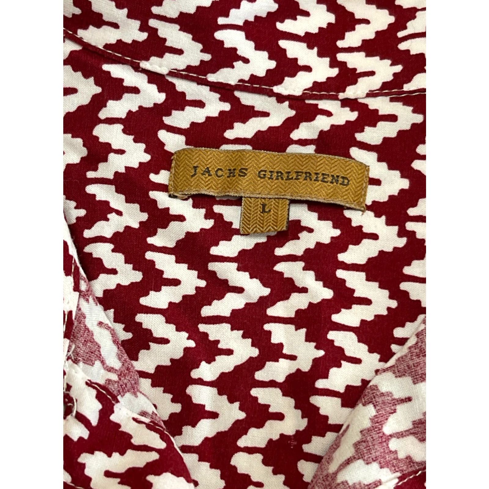 Vintage JACHS Shirt Women's Large Red White Button Up Sleeveless Geometric Pattern Vintage No Size L / US 10 / IT 46 - 6 Thumbnail