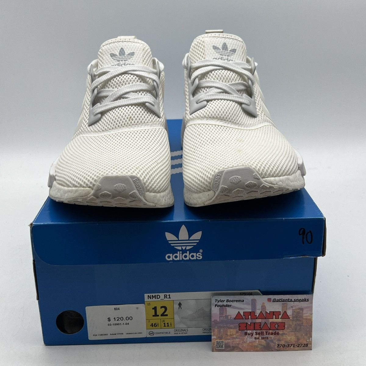 Adidas NMD_R1 all white Size US 12 / EU 45 - 2 Thumbnail