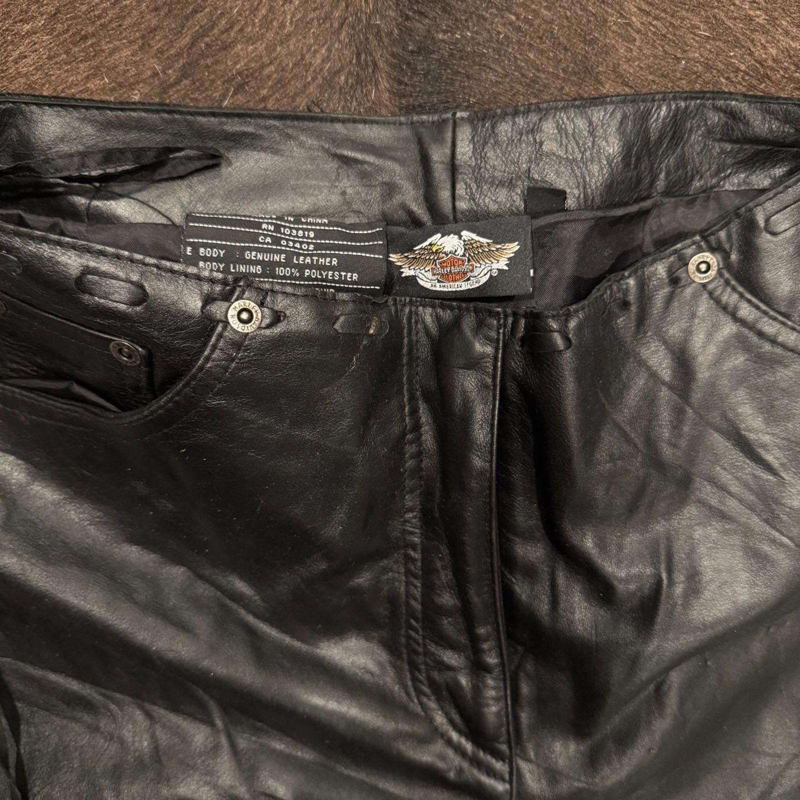 Harley Davidson 🖤 Vintage Rare Heavy Studded Harley-Davidson Leather Pants Size US 30 / EU 46 - 4 Thumbnail