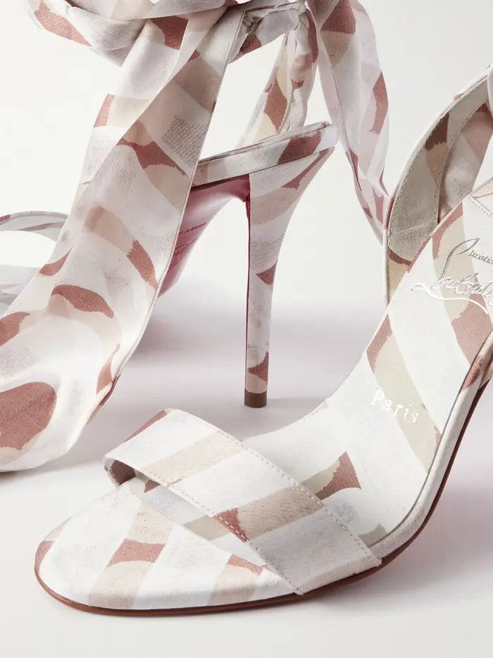 Christian Louboutin os11x0326 Miss Z 100 Printed Satin Sandals in Multicolor Size US 6 / IT 36 - 4 Thumbnail