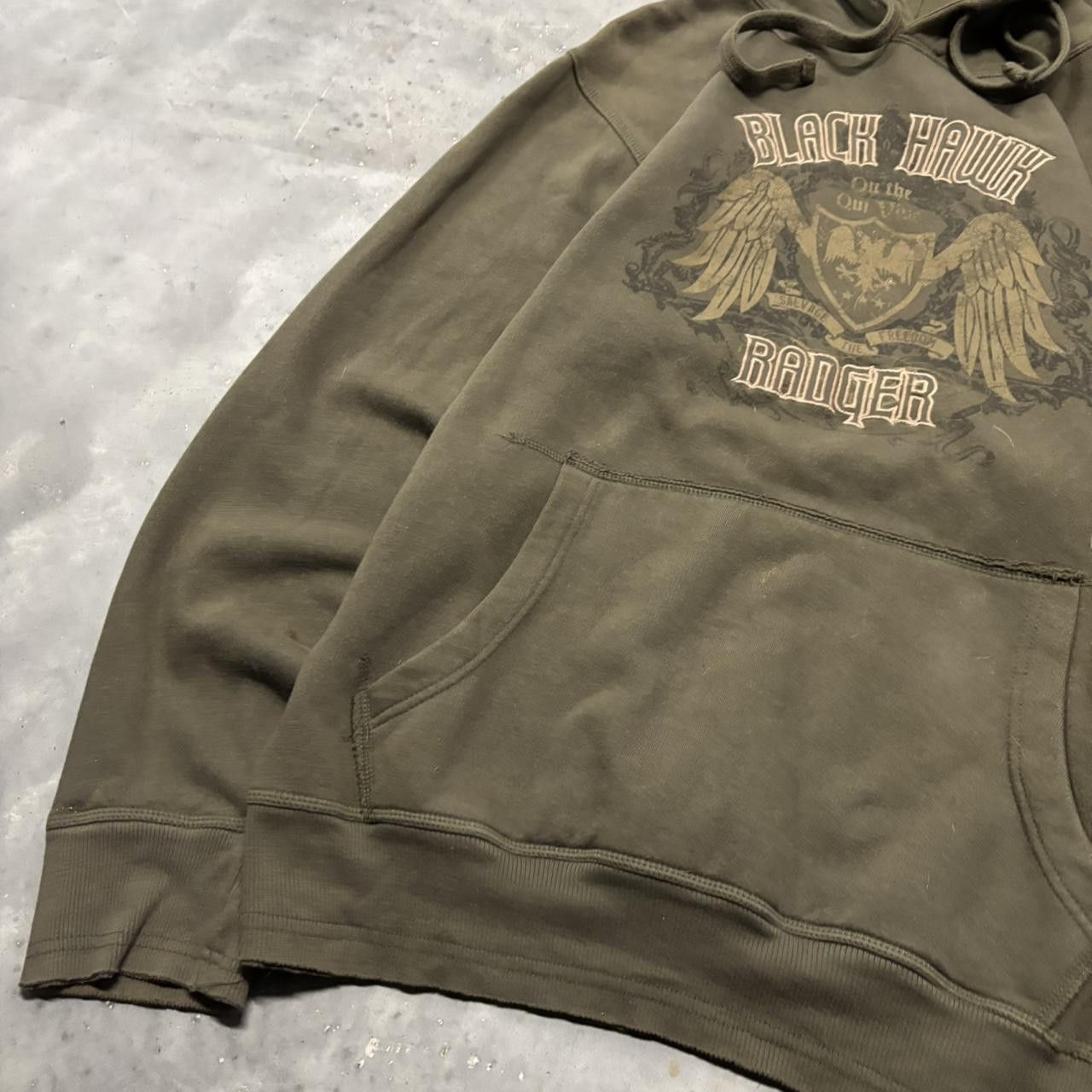 Japanese Brand × Vintage Crazy Vintage Y2K/2000s Grunge Cyber Goth Khaki Skater Style Hoodie! Size US L / EU 52-54 / 3 - 3 Thumbnail
