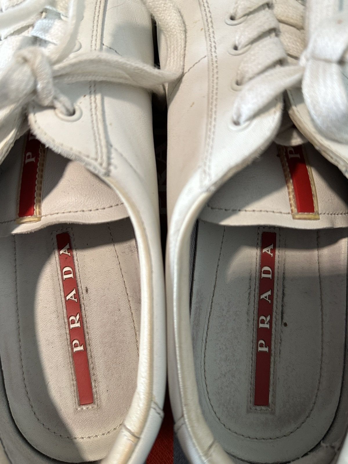 Prada Prada White Calf Leather Sneakers Size US 8 / EU 41 - 6 Thumbnail