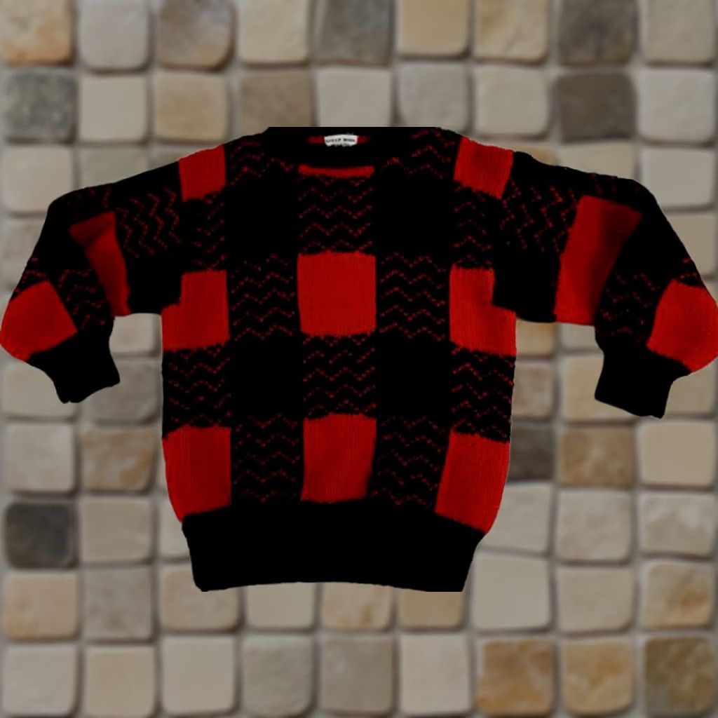 Vintage Sheep Wool Peru Red&Black Buffalo Plaid Sweater Medium Men Size US M / EU 48-50 / 2 - 1 Thumbnail