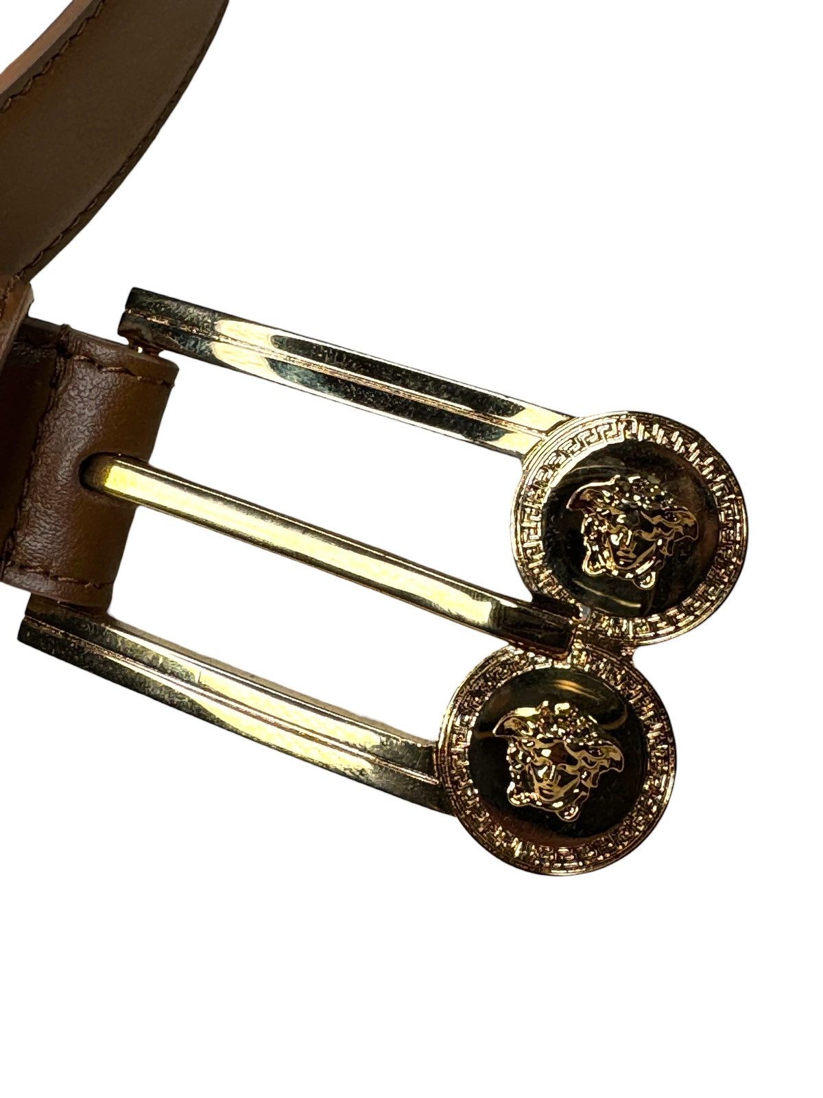 Versace Versace Brown Leather Double Medusa Belt 80 Size ONE SIZE - 3 Thumbnail