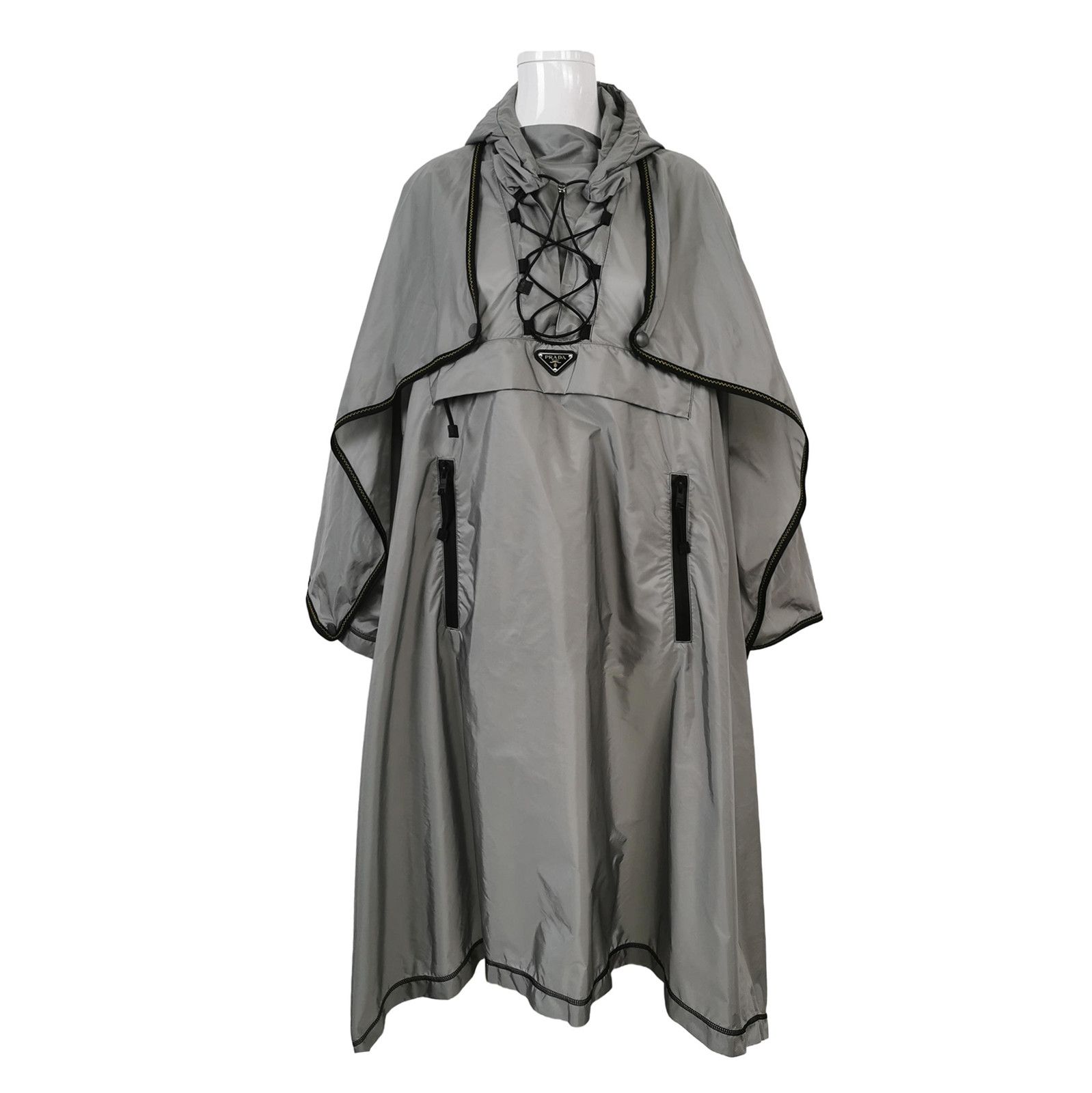 Prada Prada Hooded Triangle Logo Cape Poncho - dmc Size M / US 6-8 / IT 42-44 - 1 Thumbnail