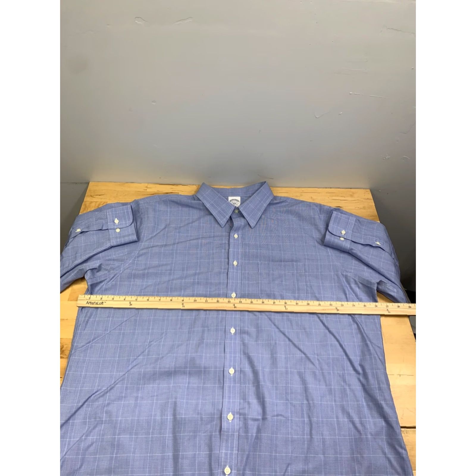 Brooks Brothers Brooks Brothers Dress Shirt Regent Fit Men 18 Blue Check Long Sleeve Button Collared 18 Reg Cotton Woven Non-Iron Size 48R - 7 Thumbnail