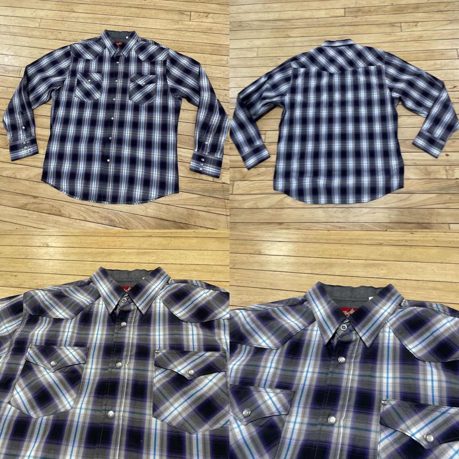 Vintage Rodeo Pearl Snap Shirt Men XL Western Purple Plaid Cowboy Rancher Button-Up Long Sleeve Casual Cotton Woven Regular Fit Size US XL / EU 56 / 4 - 9 Thumbnail