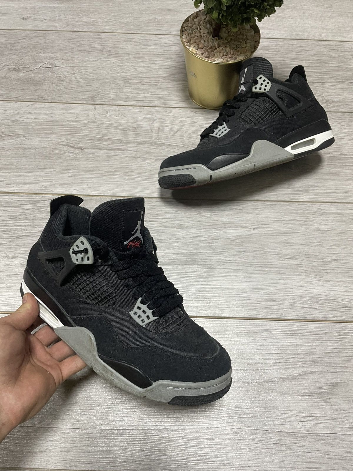 Jordan Brand Nike Jordan 4 Black Canvas sneakers Size US 9 / EU 42 - 1 Thumbnail