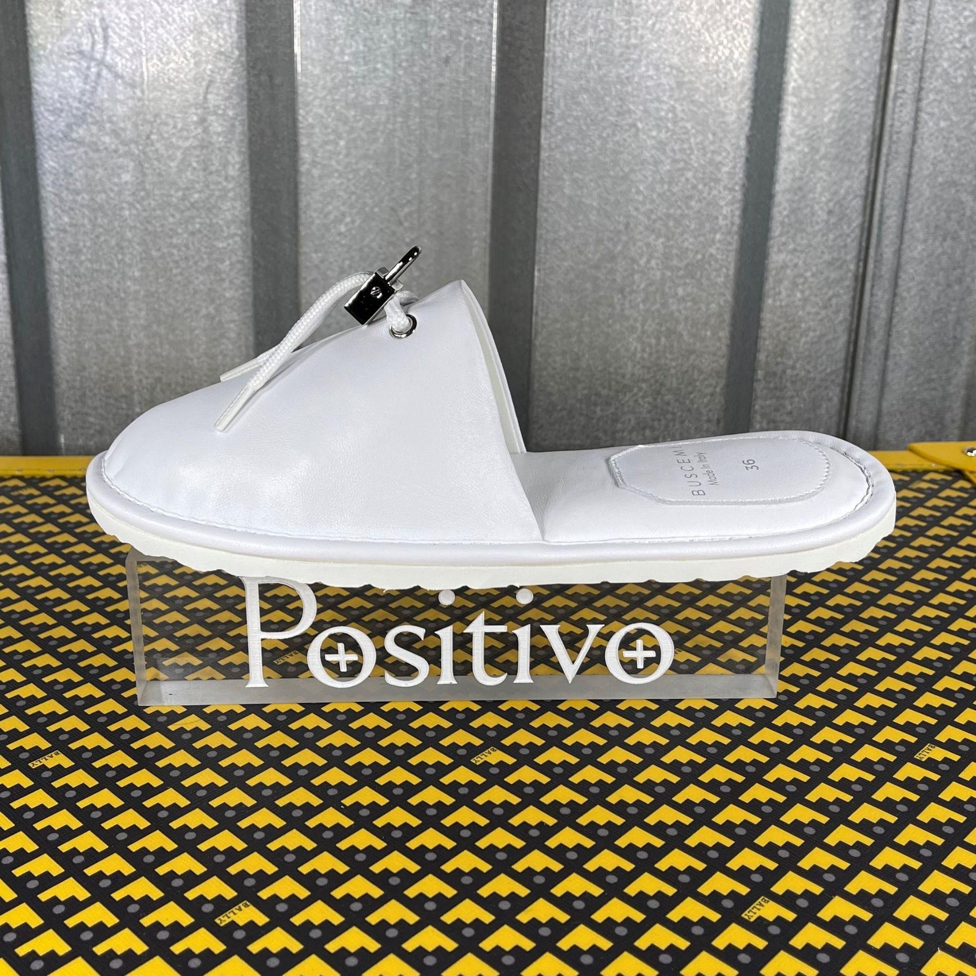 Buscemi Greenwich White Leather Slippers US 9 EU 39