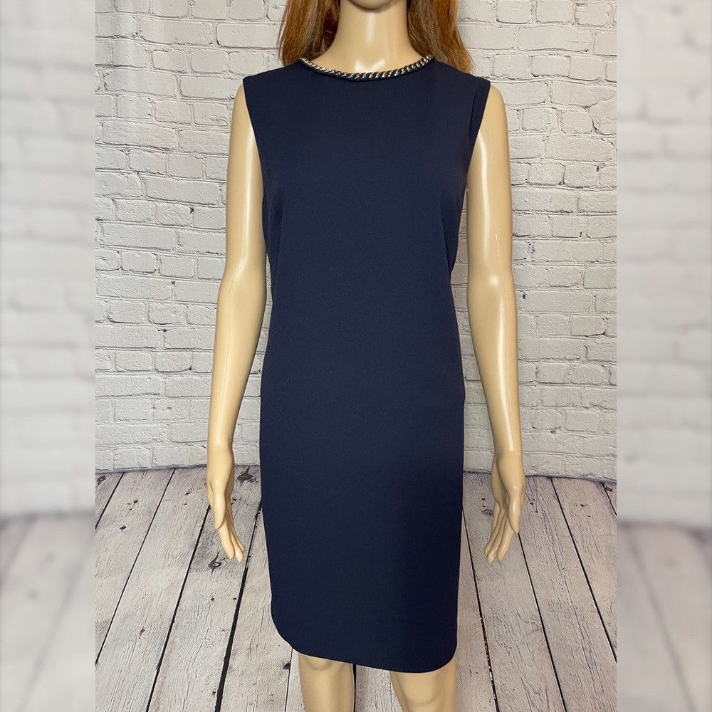 Ralph Lauren NWT New $135 Ralph Lauren Navy Sleeveless Chain Neck Dress Size XL / US 12-14 / IT 48-50 - 2 Thumbnail