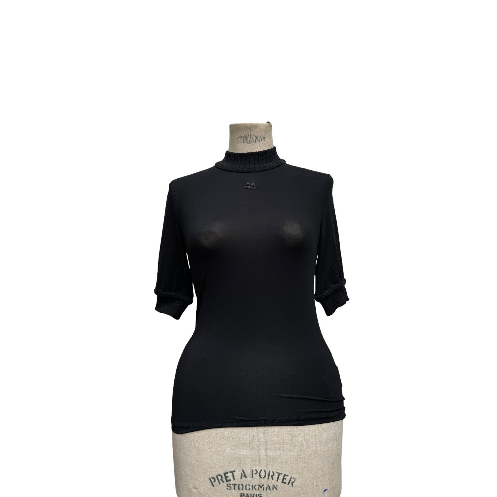 Courreges Vintage Black Sheer Rollneck Size M / US 6-8 / IT 42-44 - 1 Thumbnail