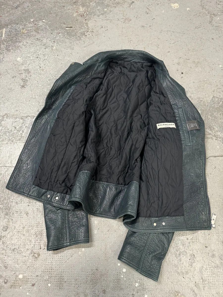 Balenciaga AW2014 Balenciaga Blue Biker Raw Lamb Leather Jacket Size US M / EU 48-50 / 2 - 7 Thumbnail