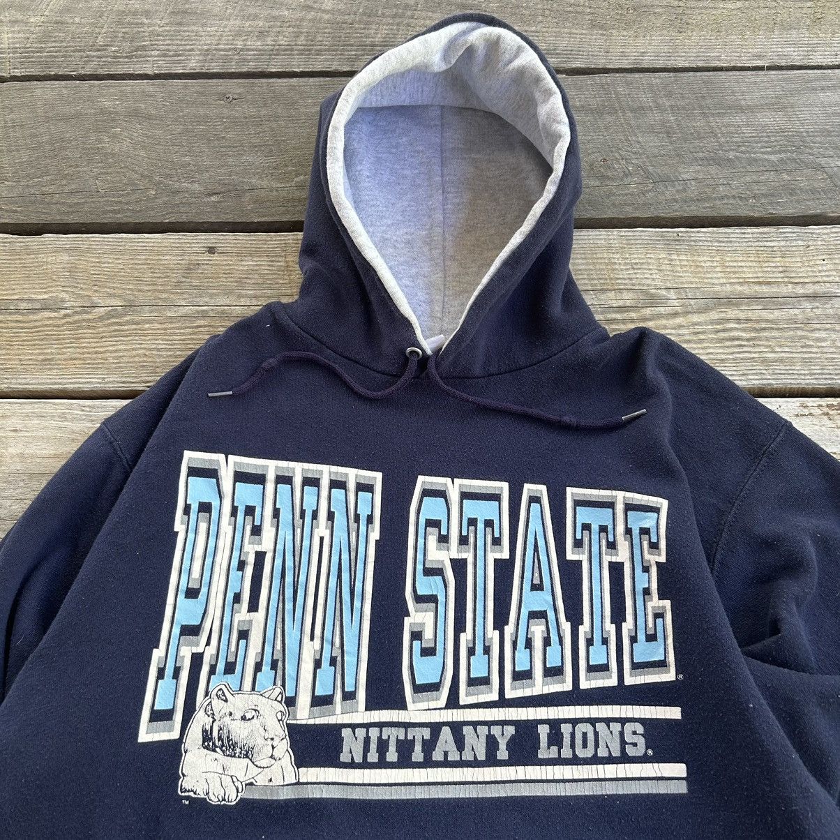 Vintage Vintage 90s Penn State Nittany Lions Hoodie Sweatshirt Size US L / EU 52-54 / 3 - 3 Thumbnail